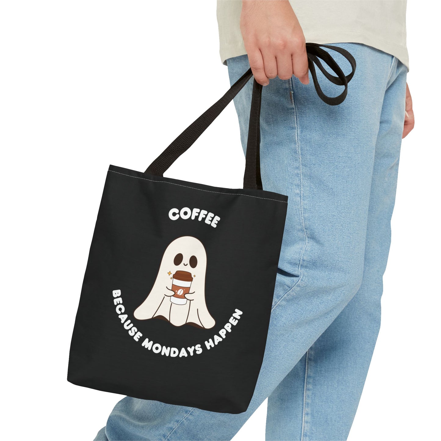 Coffee because Mondays happen Tote Bag (AOP)