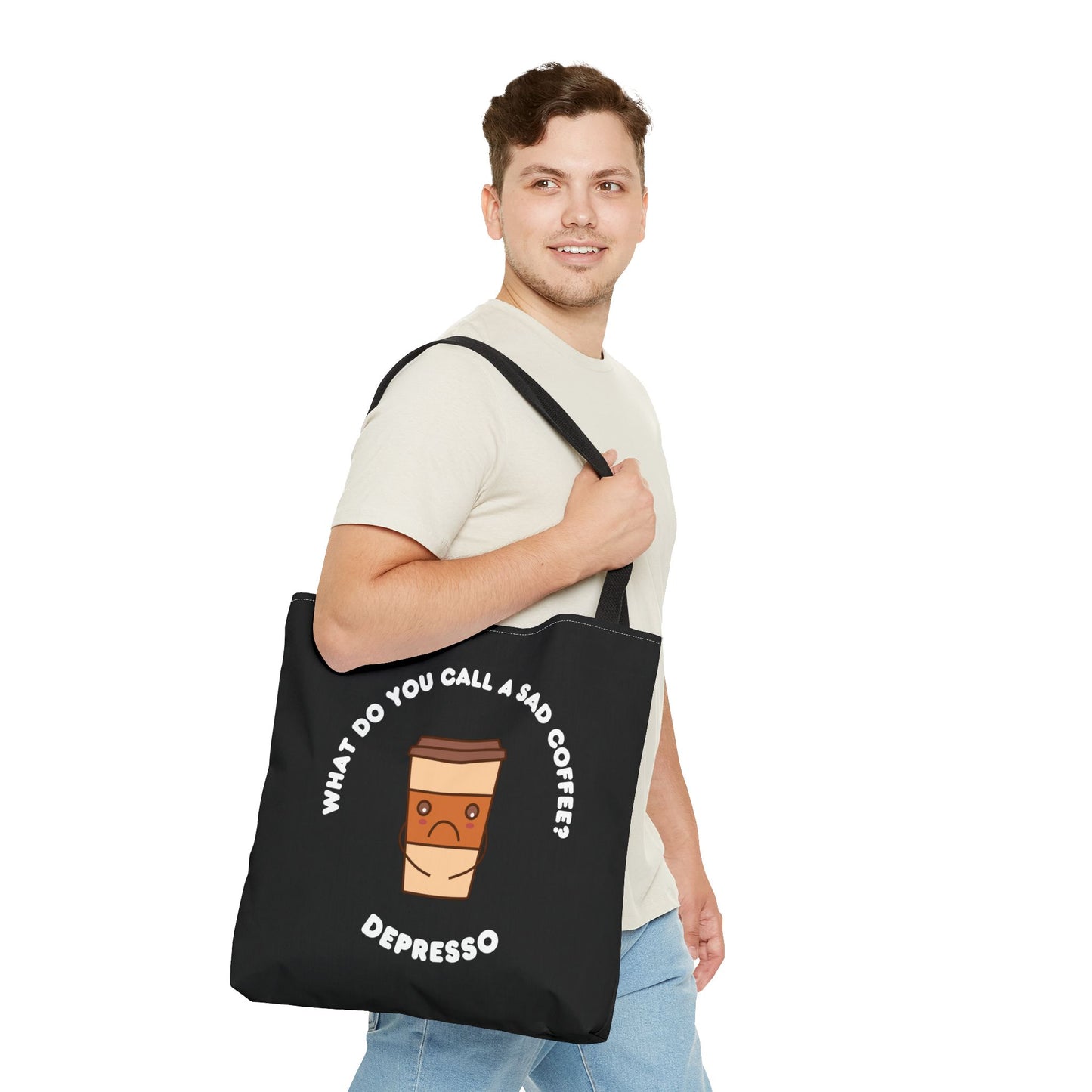 What do you call a sad Coffee? Depresso Tote Bag (AOP)